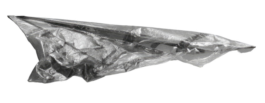 High-angle, grayscale image of an island or landmass.  Detailed texture shows varied terrain.  Outlined by a dashed line