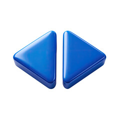 Two glossy, vibrant blue triangles, angled opposite each other, creating a dual arrow shape