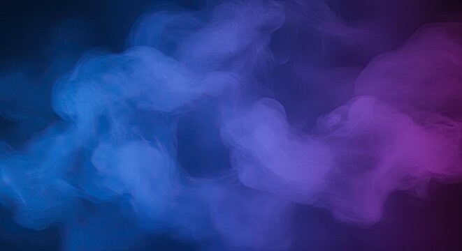 Abstract Smoke Swirls in Blue and Purple on Dark Background