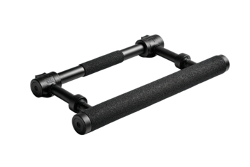 Black exercise handles, rectangular shape, textured grips