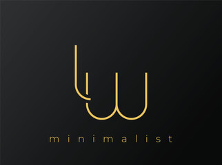 LW Minimalist Logo with Interlocking Shapes on Solid Black Background. A clean and modern minimalist logo design.