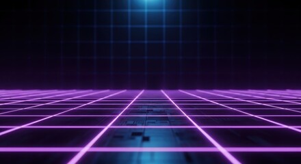 Futuristic Neon Grid Background in Purple and Blue