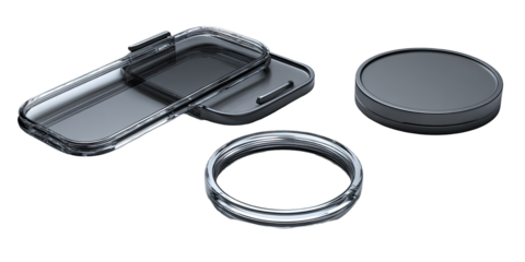 Clear protective case components for a camera lens