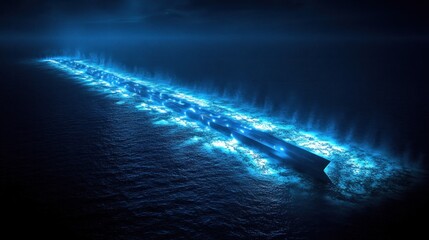 Glowing futuristic bridge spanning across a dark sea offering a path to innovation