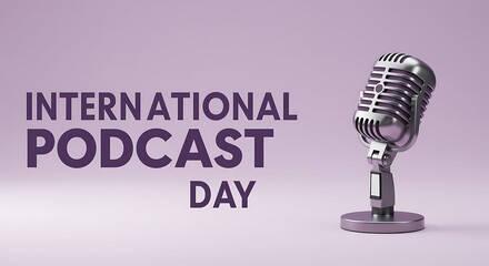 Celebrating International Podcast Day with a classic microphone audio content creation and communication