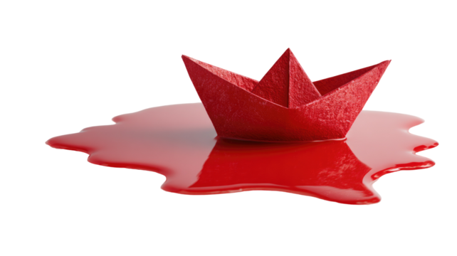 Red paper boat in a pool of crimson liquid (1) - Powered by Adobe