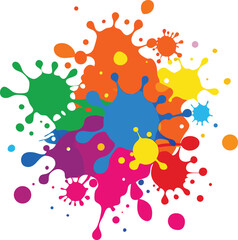 Vibrant abstract colorful paint splashes illustration with dynamic movement