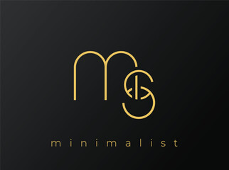 MS Minimalist Logo with Interlocking Shapes on Solid Black Background. A clean and modern minimalist logo design.