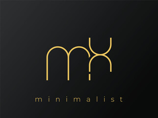 MX Minimalist Logo with Interlocking Shapes on Solid Black Background. A clean and modern minimalist logo design.
