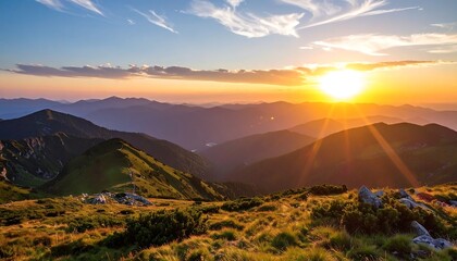 Mountain Sunset Landscape Panorama