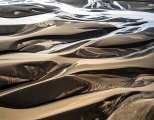 Aerial view of rippled sand formations