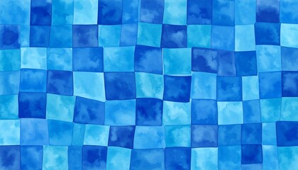 Abstract watercolor pattern of blue squares