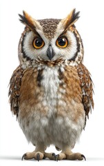 Fototapeta premium Realistic and detailed depiction of a standing owl with big eyes