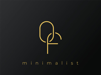 OF Minimalist Logo with Interlocking Shapes on Solid Black Background. A clean and modern minimalist logo design.