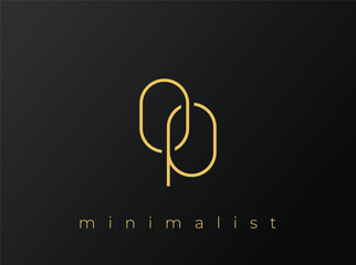 OP Minimalist Logo with Interlocking Shapes on Solid Black Background. A clean and modern minimalist logo design.