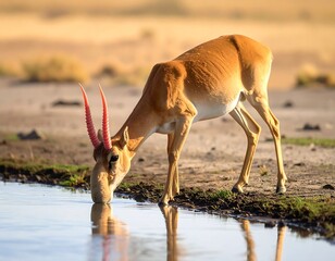 Antelope drinking at a waterhole