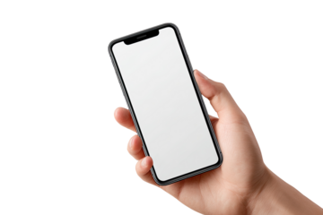 A hand holds a smartphone with a blank screen (7)