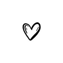 A simple, hand-drawn heart, dark outline, with scattered, colorful speckles