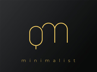 QM Minimalist Logo with Interlocking Shapes on Solid Black Background. A clean and modern minimalist logo design.