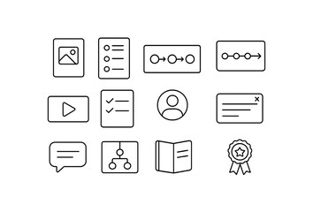 Business and workflow outline icon set. project management, planning, task icons