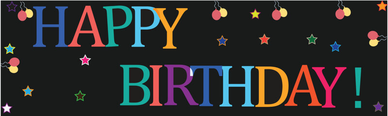 Happy Birthday Banner Image – Colorful Party Decoration with Stars for Celebration Greetings