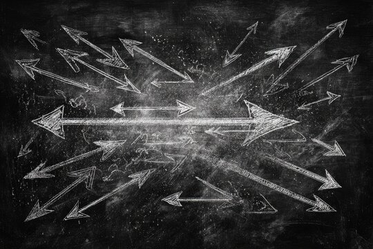 Chaotic arrows on a dark background