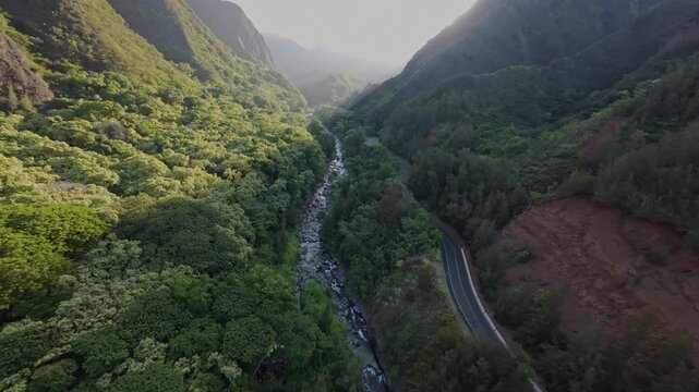 Video aereo 4K 30fps registrato vicino alla Iao Valley, Hawai'i, USA