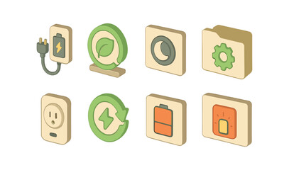 Eco-friendly, sustainability 3d icon set. green energy, power icons collection