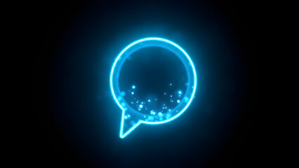 Fototapeta premium Futuristic neon chat bubble icon, minimal glowing communication symbol.