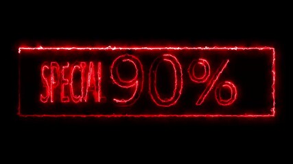 This glowing neon-style text illustration highlights a Special 90% Discount Offer, designed to grab instant attention. The fiery red glowing typography with a digital frame creates a bold and modern 