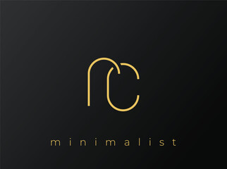 RC Minimalist Logo with Interlocking Shapes on Solid Black Background. A clean and modern minimalist logo design.