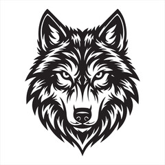 Minimal background powerful wolf head illustration animal logo