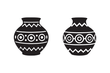 Ancient pot silhouette with white background