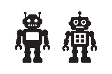 Robot silhouette with white background