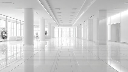 Fototapeta premium White modern office hallway