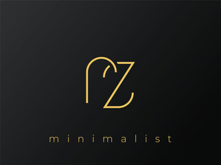 RZ Minimalist Logo with Interlocking Shapes on Solid Black Background. A clean and modern minimalist logo design.