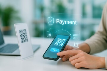 Innovative mobile payment solution modern office digital payment process tech environment close-up view financial transaction ease