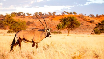 Antelope in golden savanna sunset