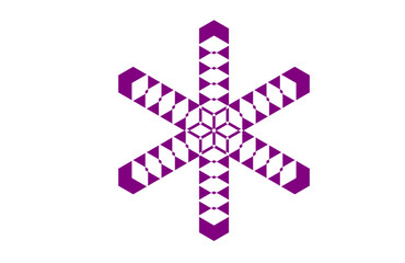 Purple six-point mandala with hexagonal sacred geometry star, abstract dotted symmetry pattern for meditation, yoga, wall prints, posters, textiles, and spiritual artwork