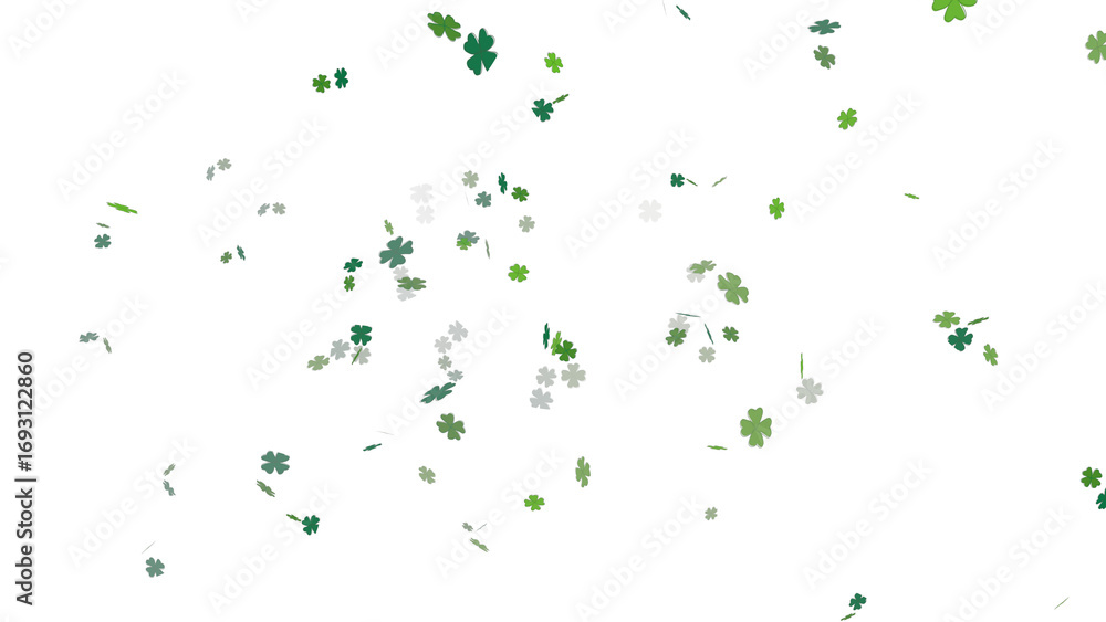Aufkleber collection of green four-leaf clovers gracefully falling. a festive st. patrick's day background ele