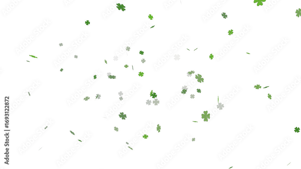 Poster falling green four-leaf clovers for st. patrick's day celebration. realistic lucky shamrock image el