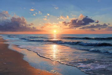 Obraz premium Sunset beach scene, vibrant colors