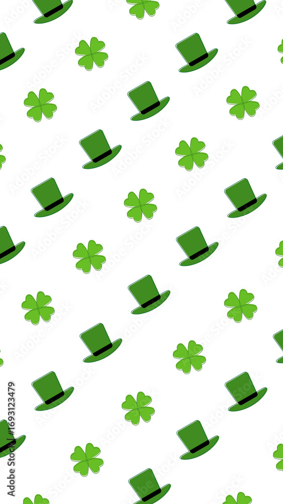 Poster collection of st. patrick's day images featuring a seamless pattern of green leprechaun hats and luc