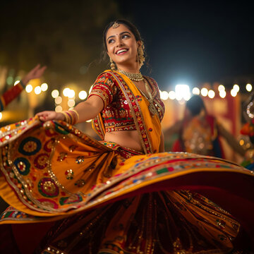 Women celebrating Navratri festival with traditional garba and cultural dance
