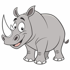 Fototapeta premium Cartoon Rhino Vector Illustration for Children's Content.