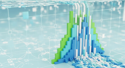 Pixel Art Area Chart Cascading in a Neural Network