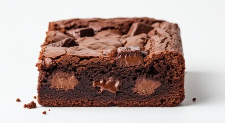 Delicious chocolate brownie with chunks.