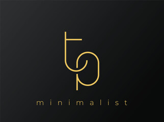 TP Minimalist Logo with Interlocking Shapes on Solid Black Background. A clean and modern minimalist logo design.