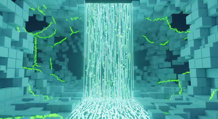 Pixel Art Line Graph Cascading in a Neural Network