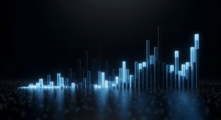 Dynamic Blue Bar Graph Fluctuation in a Digital Void